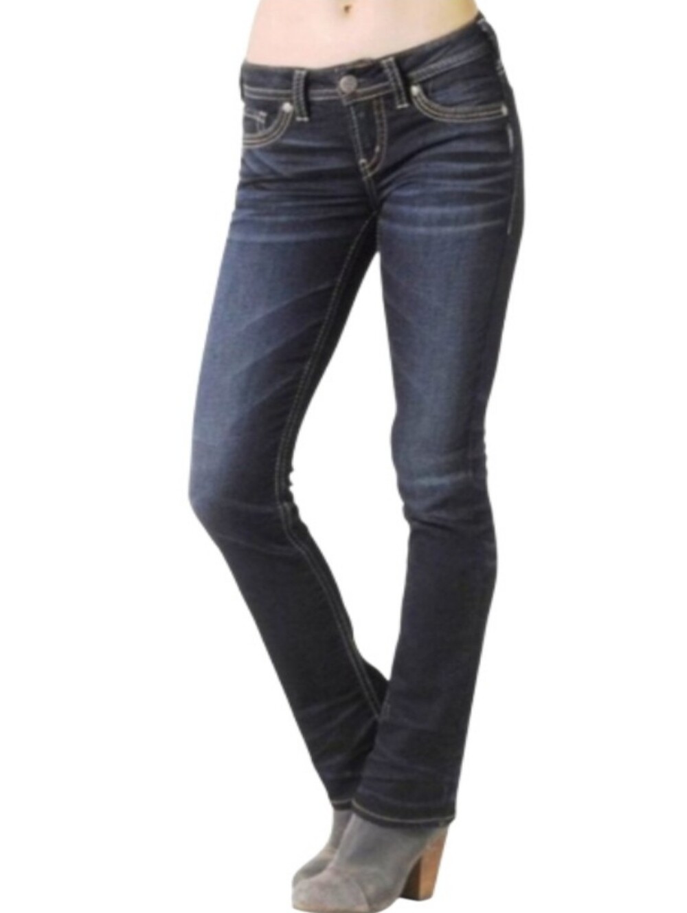 Silver Aiko Mid-Rise Straight Jeans-NWT